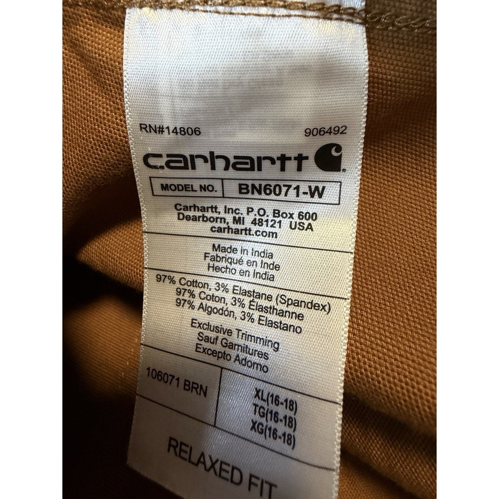 Carhartt Brown Solid Relaxed Fit Coverall Jumpsuit BN6071-W Rugged Flex Canvas - Picture 9 of 9
